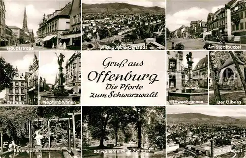 AK / Ansichtskarte Offenburg Hauptstrasse Rathaus Neptunbrunnen Schwanenteichoelberg Kat. Offenburg