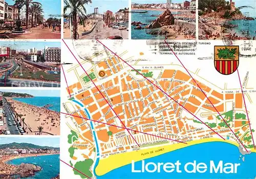 AK / Ansichtskarte Lloret de Mar Strandpartien mit Lageplan Kat. Costa Brava Spanien