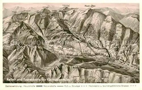 AK / Ansichtskarte Kleinwalsertal Relief  und Tourenkarte Kat. Oesterreich