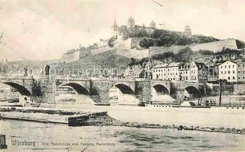 AK / Ansichtskarte Wuerzburg Alte Mainbruecke Festung Marienberg Kat. Wuerzburg