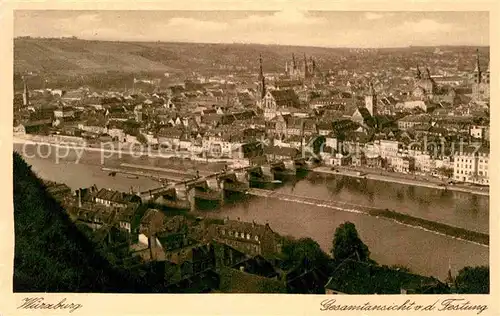 AK / Ansichtskarte Wuerzburg Panorama Mainbruecke Dom Rathaus Marienkapelle Kat. Wuerzburg