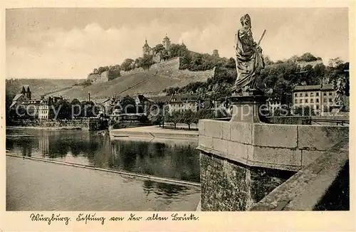 AK / Ansichtskarte Wuerzburg Festung alte Mainbrcke Kat. Wuerzburg