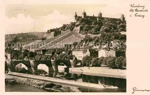 AK / Ansichtskarte Wuerzburg Festung alte Mainbruecke Kat. Wuerzburg