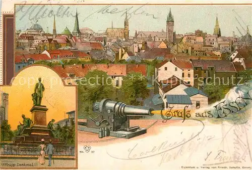 AK / Ansichtskarte Essen Ruhr Krupp Denkmal Kanone Litho  Kat. Essen