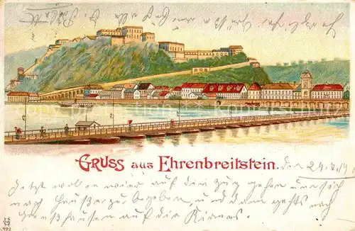 AK / Ansichtskarte Ehrenbreitstein Litho  Kat. Koblenz