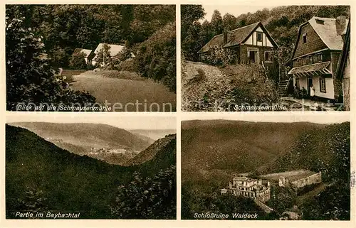 AK / Ansichtskarte Niedergondershausen Restaurant Pension Schmausenmuehle Schlossruine Waldeck Kat. Gondershausen