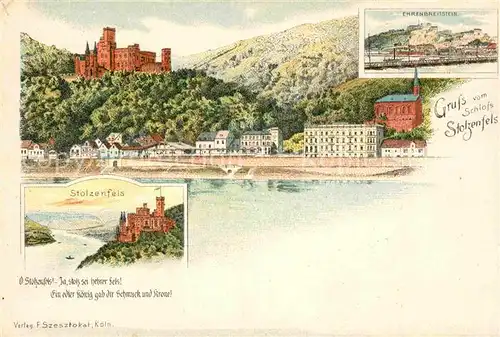 AK / Ansichtskarte Koblenz Rhein Stolzenfels Ehrenbreitstein Litho  Kat. Koblenz