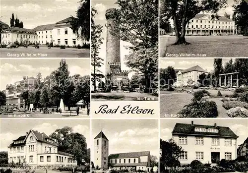 AK / Ansichtskarte Bad Eilsen Georg Wilhelm Haus Kurpark Pension Ida Turm Kirche Kat. Bad Eilsen