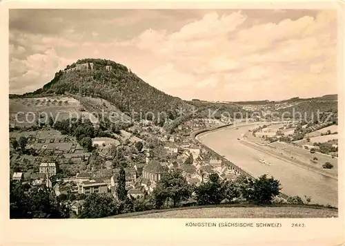 AK / Ansichtskarte Koenigstein Saechsische Schweiz Panorama Elbtal Kat. Koenigstein Saechsische Schweiz