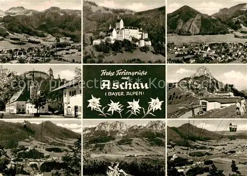 AK / Ansichtskarte Aschau Chiemgau Burg Kirche Seilbahn Panorama  Kat. Aschau i.Chiemgau