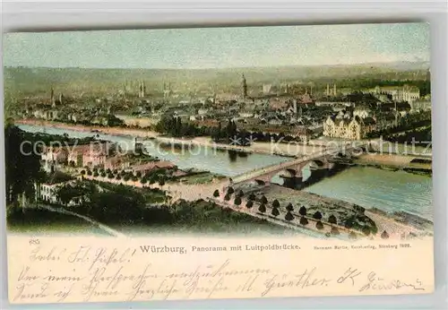 AK / Ansichtskarte Wuerzburg Panorama Luitpoldbruecke Kat. Wuerzburg