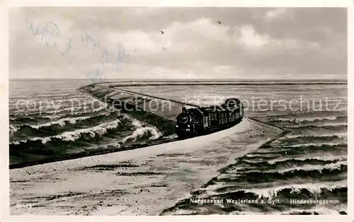 AK / Ansichtskarte Eisenbahn Hindenburgdamm Westerland Sylt  Kat. Eisenbahn