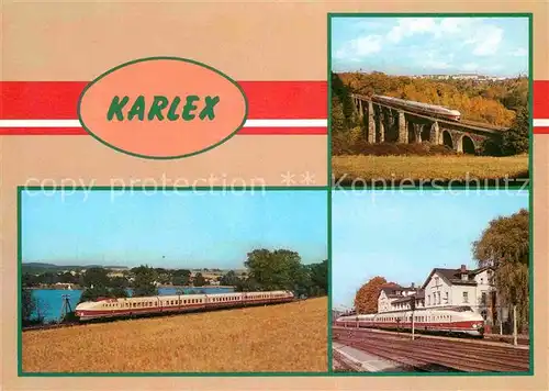 AK / Ansichtskarte Eisenbahn VT 175.0 Ex Karlex Talsperre Pirk Syratalviadukt Bahnhof Weischlitz Kat. Eisenbahn