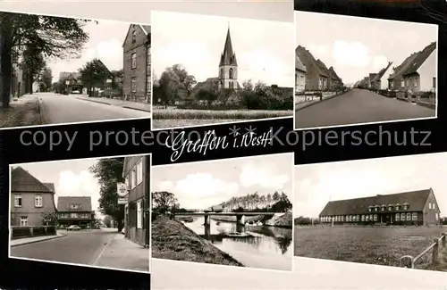 AK / Ansichtskarte Greffen Teilansichten Kirche Bruecke Kat. Harsewinkel