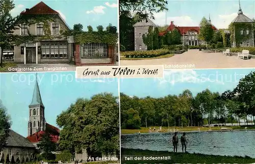 AK / Ansichtskarte Velen Gaststaette Zum Tiergarten Schloss Kirche Badeanstalt Kat. Velen