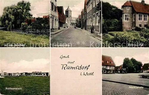 AK / Ansichtskarte Ramsdorf Velen An den Quellen Langestr Roehling Hof Badeanstalt Marktplatz Kat. Velen