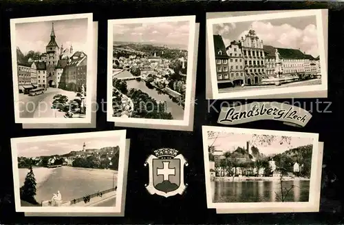 AK / Ansichtskarte Landsberg Lech Stadttor Lechpartie Brunnen Panorama  Kat. Landsberg am Lech