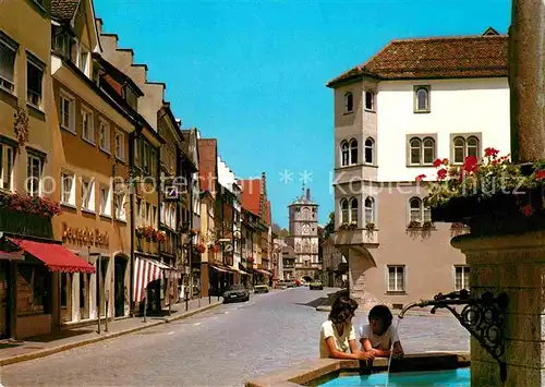 AK / Ansichtskarte Wangen Allgaeu Herrenstrasse mit Ravensburger Tor Brunnen Kat. Wangen im Allgaeu