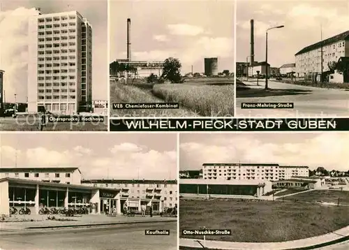 AK / Ansichtskarte Guben Hochhaus Chemie VEB Kombinat Franz Mehring Str Kaufhalle Otto Nuschke Str Kat. Guben