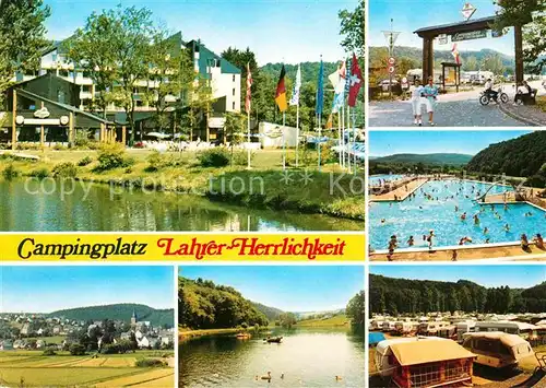 AK / Ansichtskarte Oberlahr Westerwald Campingplatz Lahrer Herrlichkeit Eingang Schwimmbad Panorama Kat. Oberlahr