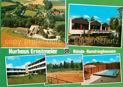 AK / Ansichtskarte Bad Randringhausen Fliegeraufnahme Kurhaus Ernstmeier Tennisplatz Schwimmbad Kat. Buende