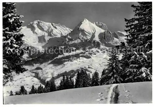 AK / Ansichtskarte Obertoggenburg Winterpanorama Skigebiet mit Saentisgruppe Appenzeller Alpen Kat. Wildhaus