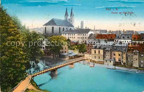 AK / Ansichtskarte Hof Saale Kirche mit Saalesteg Kat. Hof