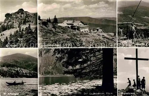 AK / Ansichtskarte Grosser Arber Schutzhaus Sessellift Gipfelkreuz Arbersee Kat. Bayerisch Eisenstein