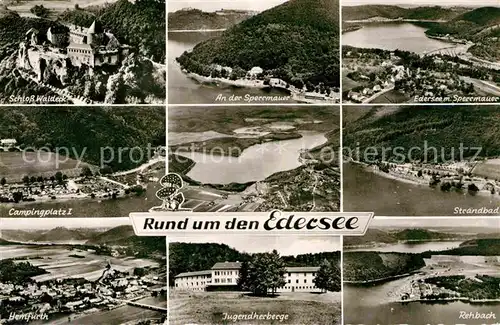 AK / Ansichtskarte Edersee Schloss Waldeck Campingplatz Hemfurth Sperrmauer Jugendherberge Strandbad Rehbach Kat. Edertal