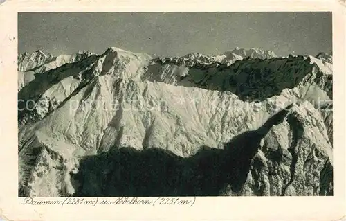 AK / Ansichtskarte Oberstdorf Daumen und Nebelhorn Gebirgspanorama Allgaeuer Alpen Fliegeraufnahme Kat. Oberstdorf