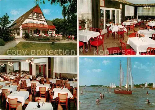 AK / Ansichtskarte Lembruch Duemmersee Duemmerhotel Strandlust Gastraeume Segelpartie