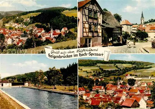 AK / Ansichtskarte Heigenbruecken Schwimmbad Teilansicht Kirche  Kat. Heigenbruecken