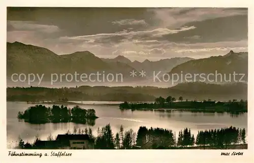 AK / Ansichtskarte Staffelsee Foehnstimmung Alpenpanorama Kat. Murnau a.Staffelsee