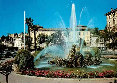 AK / Ansichtskarte Lugano Lago di Lugano Fontana Piazza Manzoni