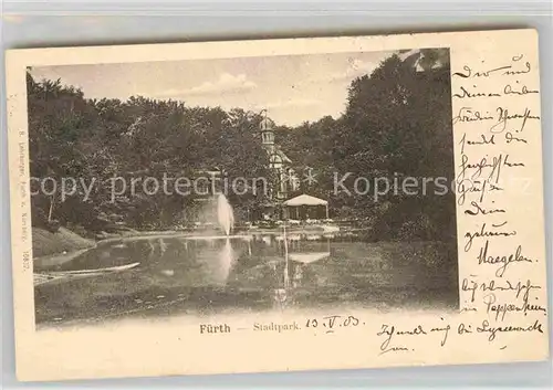 AK / Ansichtskarte Fuerth Bayern Stadtpark  Kat. Fuerth