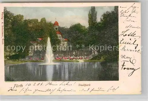 AK / Ansichtskarte Fuerth Bayern Stadtpark  Kat. Fuerth