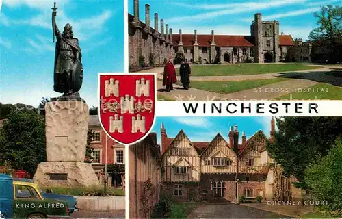 AK / Ansichtskarte Winchester King Alfred Statue St Cross Hospital Cheyney Court Kat. Winchester