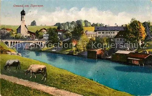 AK / Ansichtskarte Gmund Tegernsee Teilansicht mit Kirche Kat. Gmund a.Tegernsee