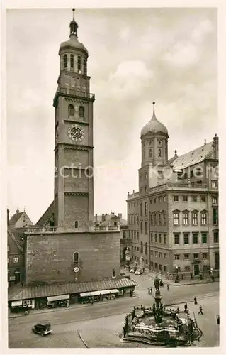 AK / Ansichtskarte Augsburg Ludwigsplatz Rathaus Perlachturm Augustusbrunnen  Kat. Augsburg