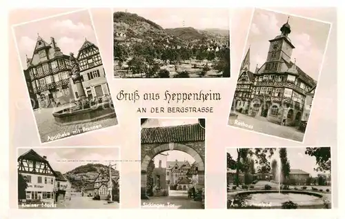 AK / Ansichtskarte Heppenheim Bergstrasse Sickinger tor Kleiner Markt Rathaus Kat. Heppenheim (Bergstrasse)