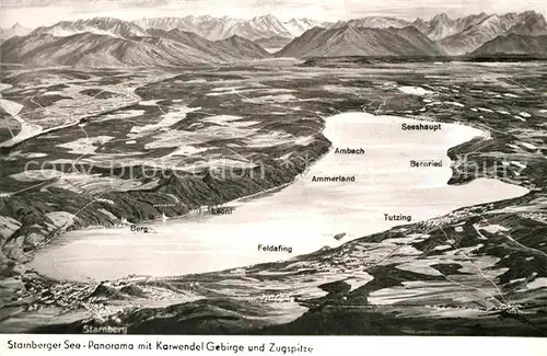 AK / Ansichtskarte Starnberg See Panorama mit Karwendel und Zugspitze Kat. Starnberg