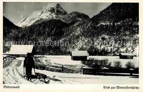 AK / Ansichtskarte Mittenwald Bayern mit Wettersteinspitze Kat. Mittenwald