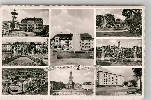 AK / Ansichtskarte Erlangen Kunstbrunnen Panorama Hugenottenplatz Orangerie Kat. Erlangen