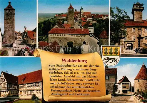 AK / Ansichtskarte Waldenburg Wuerttemberg Schloss Burg Turm Stadtkirche mittelalterliche Festungsanlage Geschichte Luftkurort Kat. Waldenburg