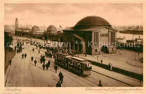 AK / Ansichtskarte Strassenbahn Hamburg Elbtunnel Landungsbruecken  Kat. Strassenbahn