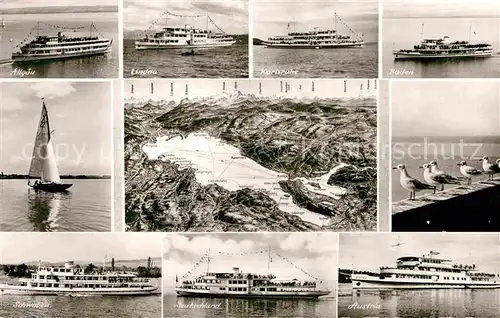 AK / Ansichtskarte Motorschiffe Allgaeu Lindau Karlsruhe Baden Austria Bodensee  Kat. Schiffe