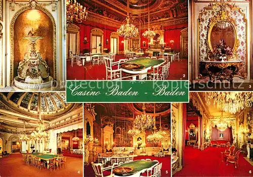 AK / Ansichtskarte Casino Spielbank Badeb Baden Roter Saal Salon Pompadour Florentiner Saal Kat. Spiel