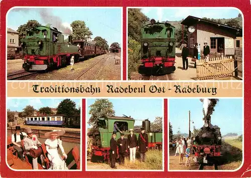 AK / Ansichtskarte Lokomotive Traditionsbahn Radebeul Ost Radeburg Zugpersonal  Kat. Eisenbahn