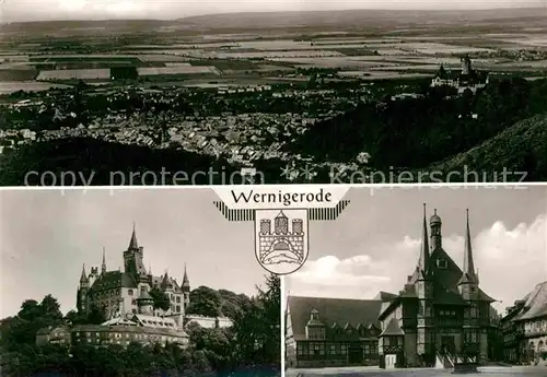 AK / Ansichtskarte Wernigerode Harz Fliegeraufnahme  Rathaus Schloss Kat. Wernigerode