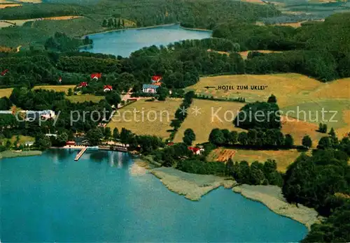 AK / Ansichtskarte Sielbeck Holsteinische Schweiz Hotel Restaurant zum Uklei Kellersee Ukleisee Fliegeraufnahme Kat. Eutin